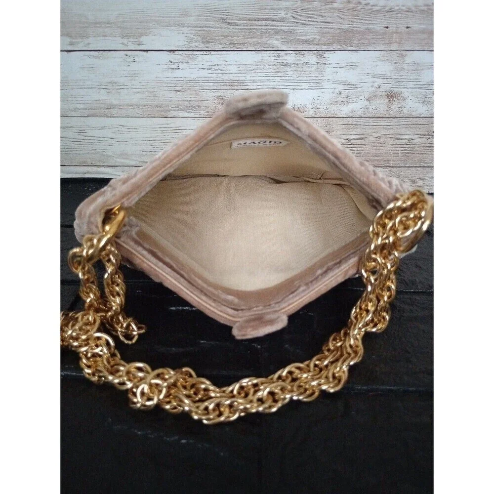 Vintage MAGID Handbag cluch gold Chain Strap